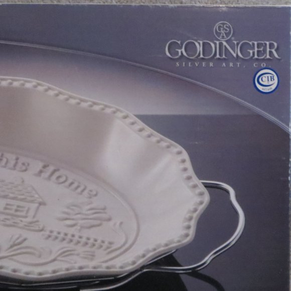 Godinger Porcelain Bread Tray With Serving Rack New In Box - Picture 2 of 5